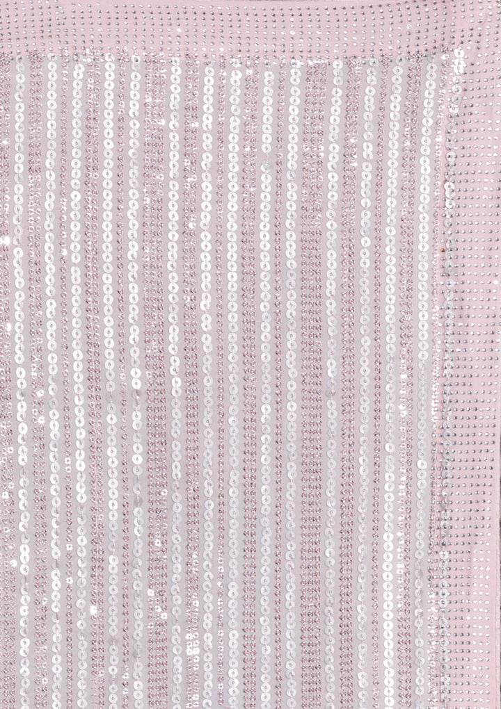 Baby Pink Sequins Georgette Saree-Koskii