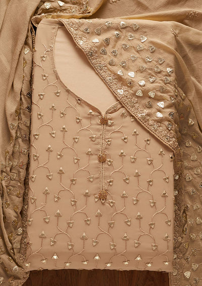 Beige Gotapatti Georgette Designer Unstitched Salwar Suit - koskii