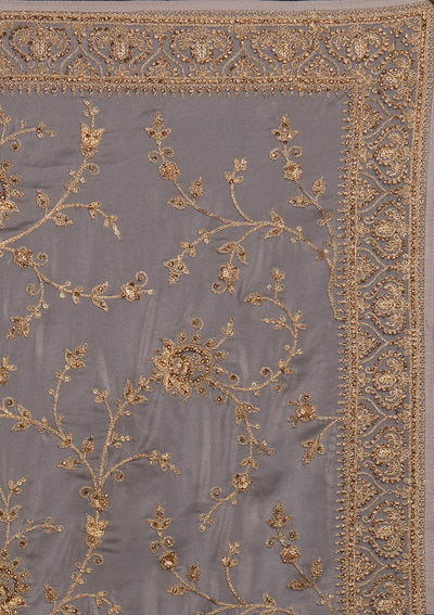 Beige Stonework Semi Crepe Designer Saree - Koskii