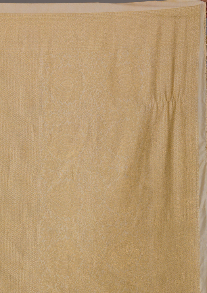 Beige Zariwork Art Silk Saree-Koskii
