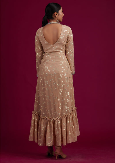Beige Zariwork Georgette Designer Salwar-Suit - koskii