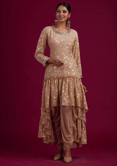 Beige Zariwork Georgette Designer Salwar-Suit - koskii