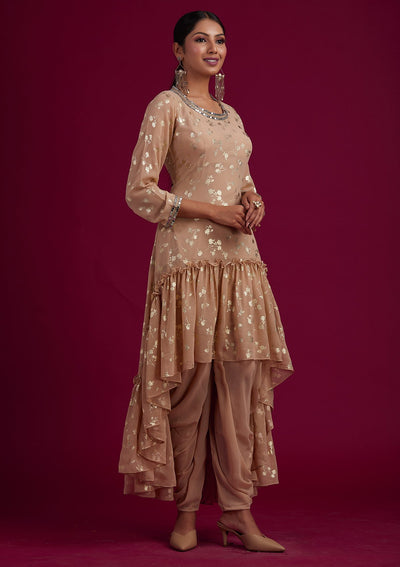 Beige Zariwork Georgette Designer Salwar-Suit - koskii