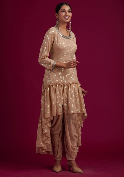 Beige Zariwork Georgette Designer Salwar-Suit - koskii
