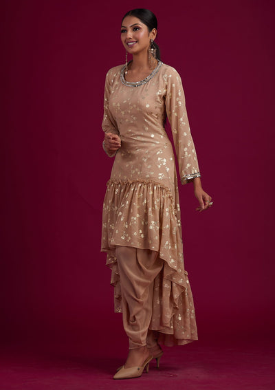 Beige Zariwork Georgette Designer Salwar-Suit - koskii