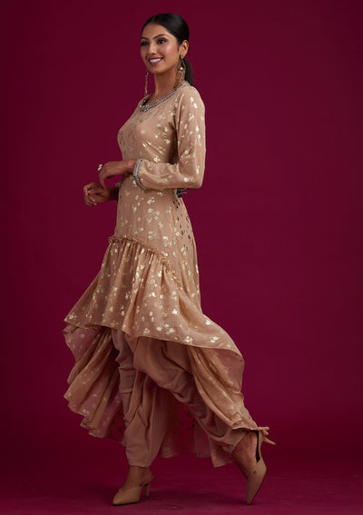 Beige Zariwork Georgette Designer Salwar-Suit - koskii