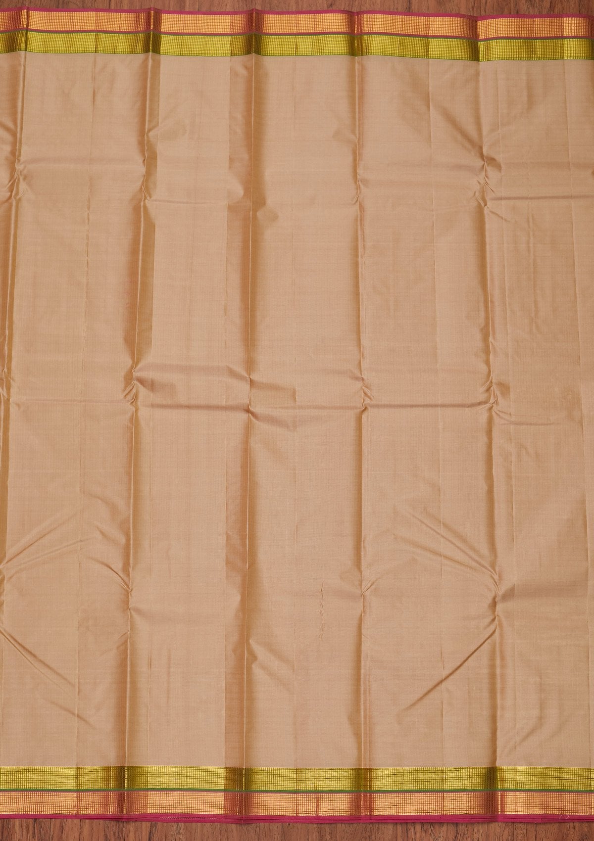 Beige Zariwork Pure Silk Designer Unstitched Saree - Koskii