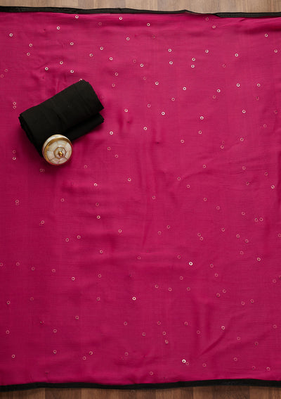 Black Sequins Georgette Unstitched Salwar Suit-Koskii