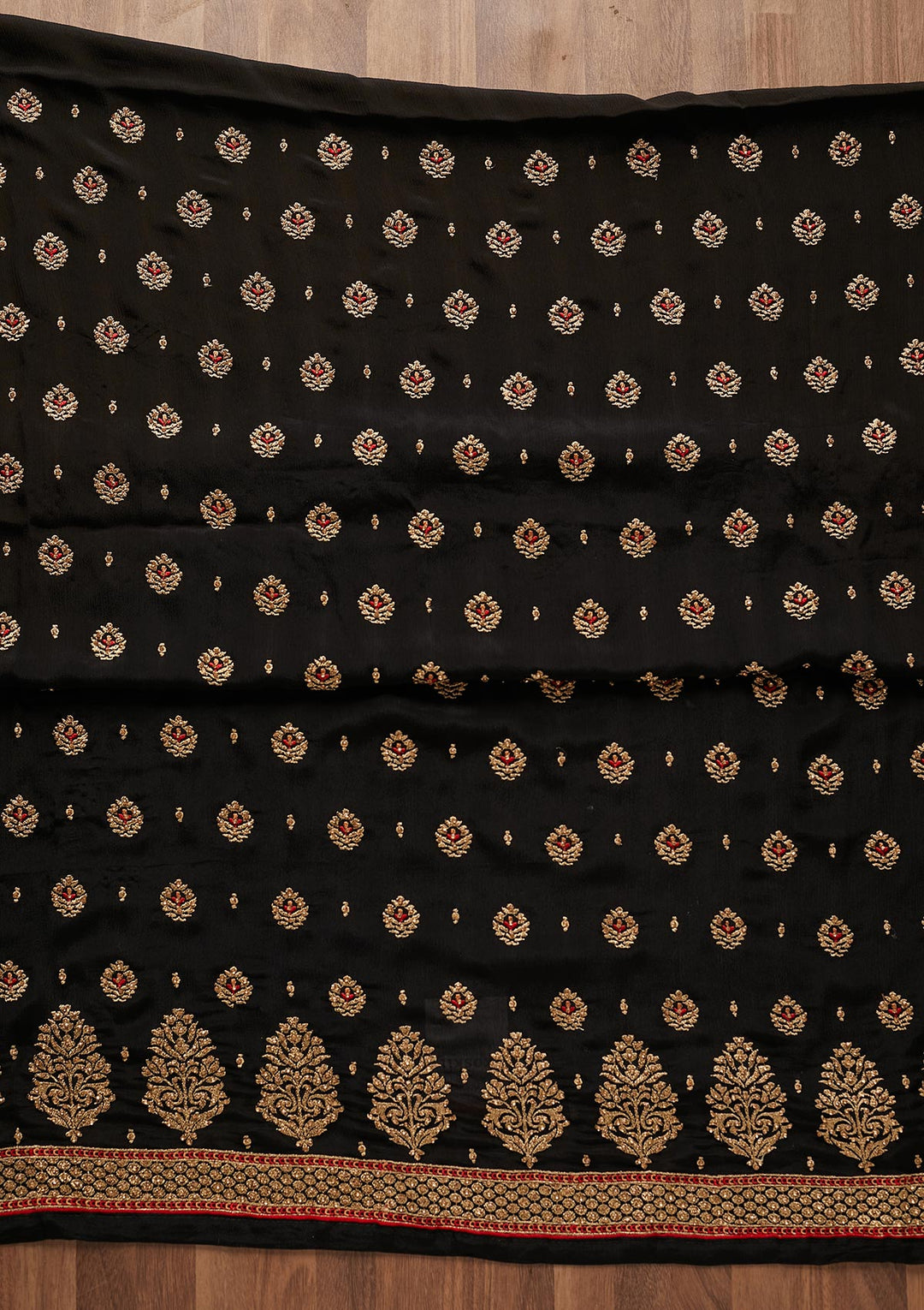 Black Stonework Georgette Designer Unstitched Salwar Suit - Koskii