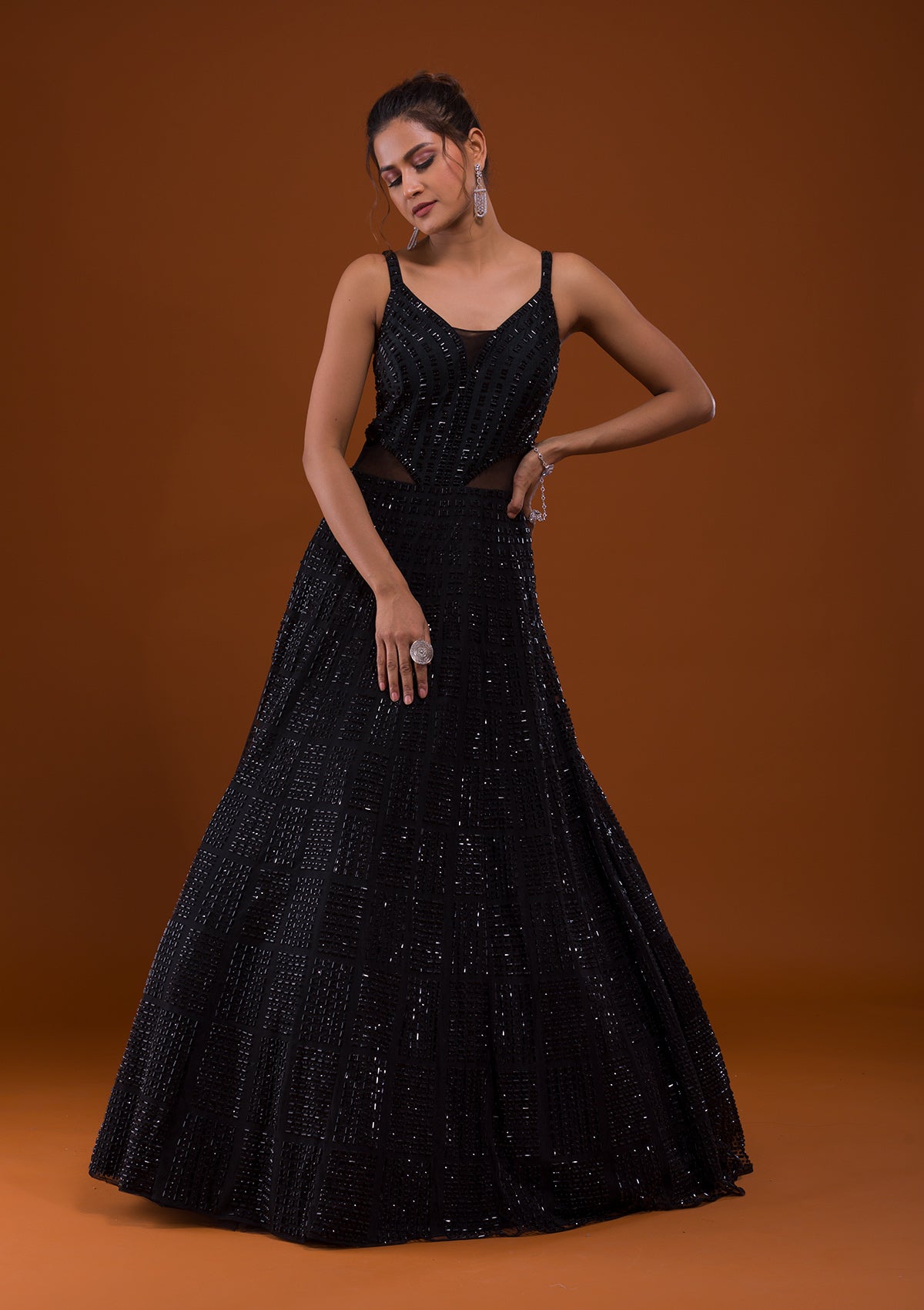 Black Reception Readymade Trendy Gown