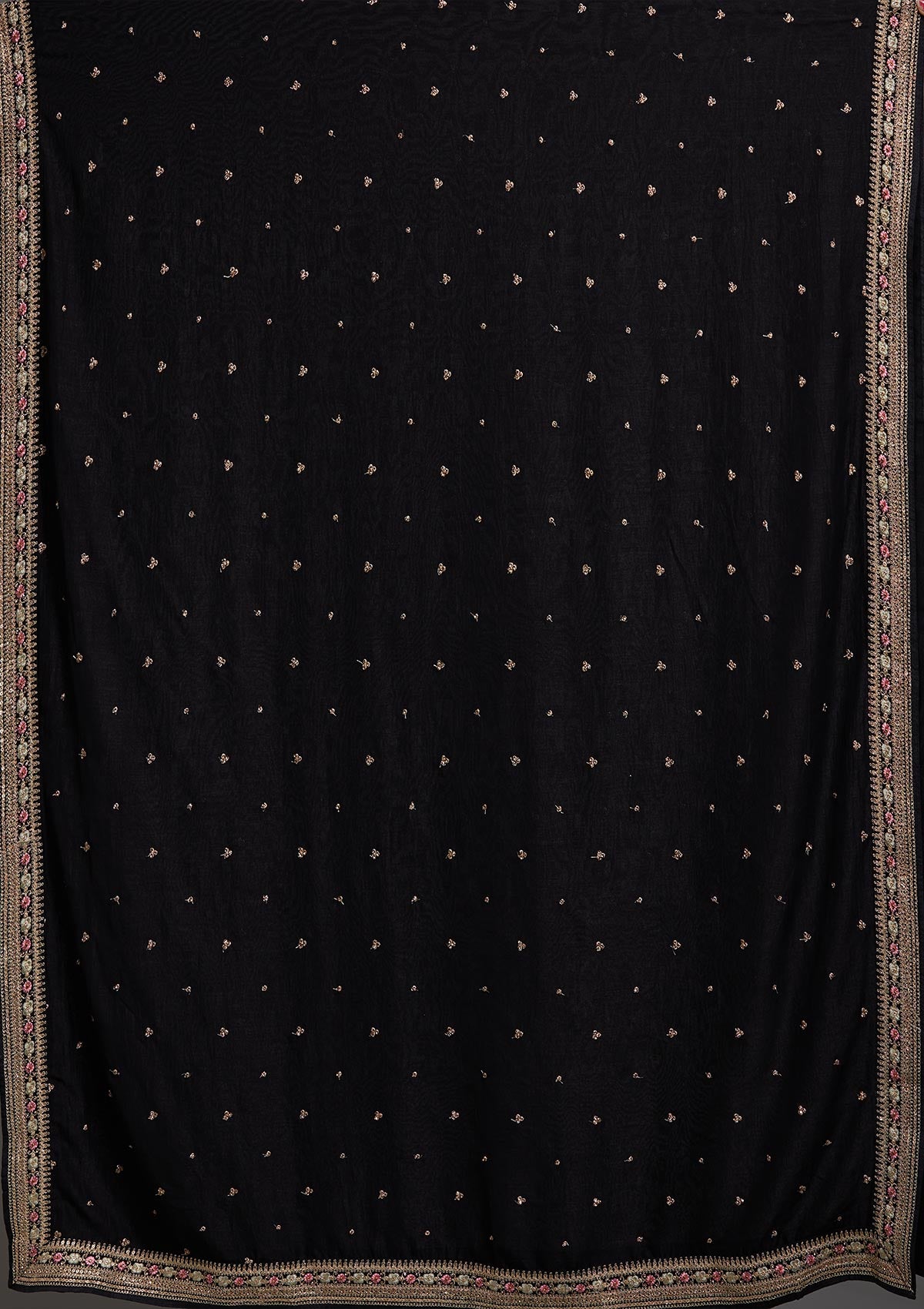 Black Stonework Raw Silk Designer Anarkali Suit-Koskii