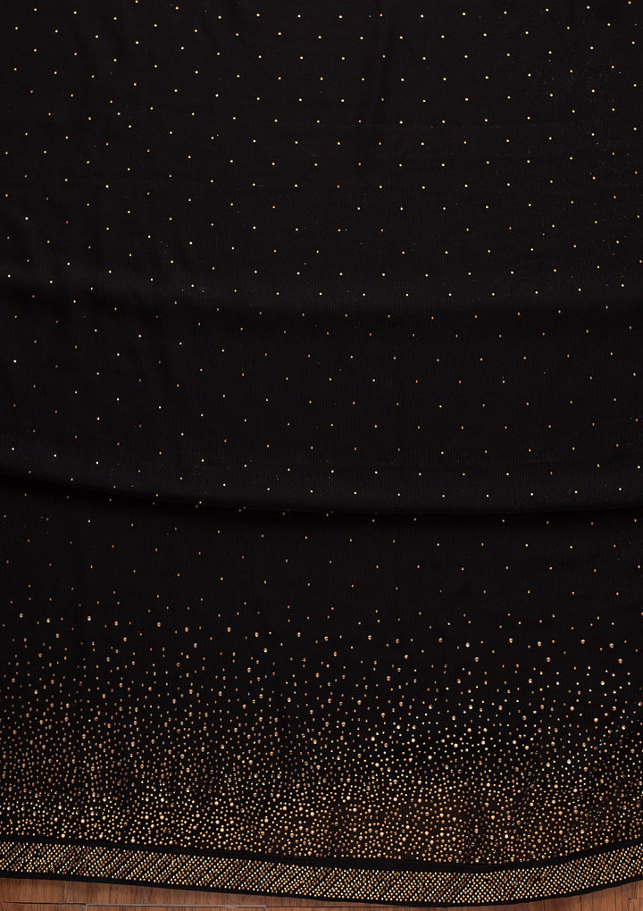 Black Swarovski Georgette Designer Unstitched Salwar Suit - koskii