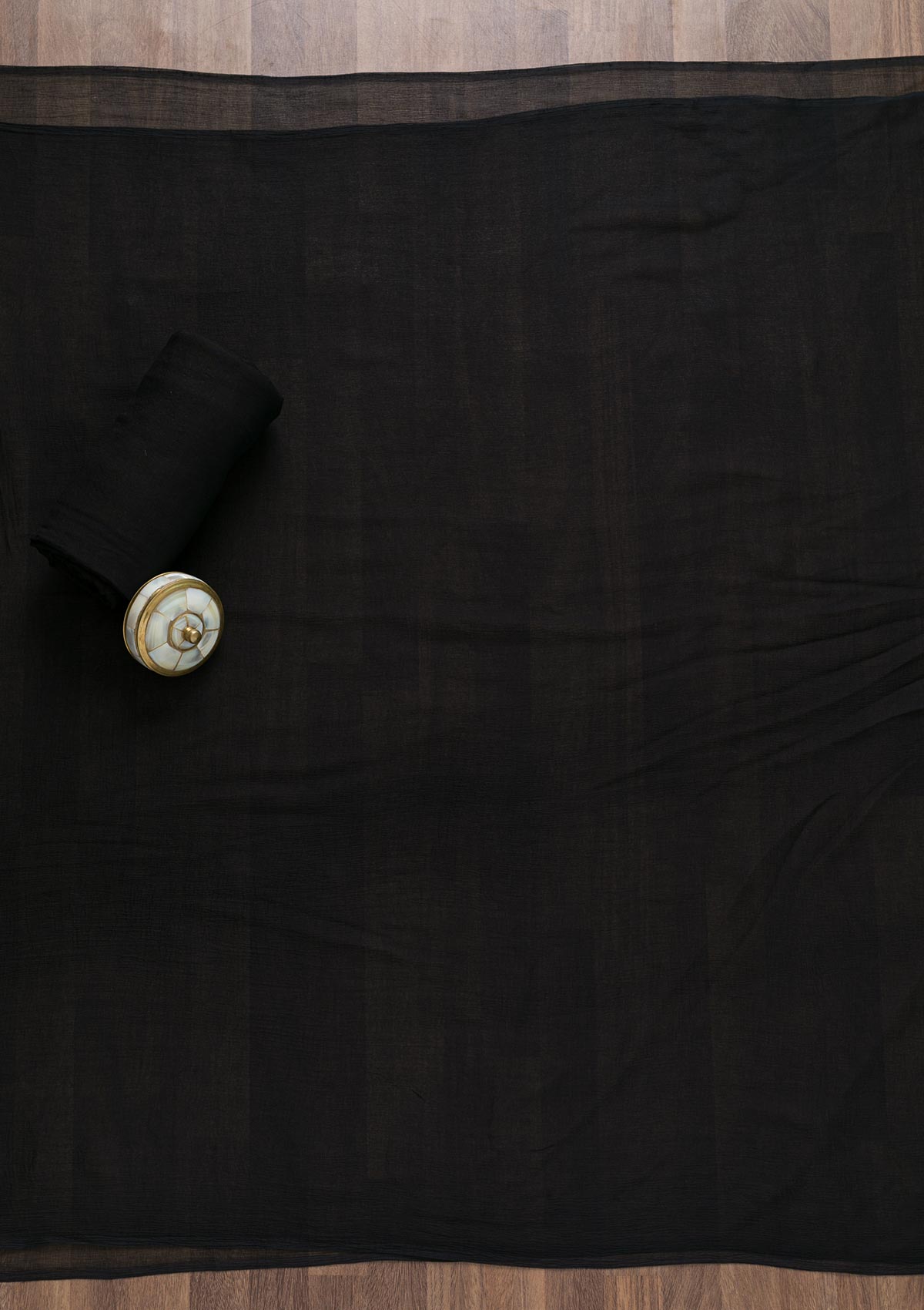Black Semi Crepe Swarovski Unstitched Salwar Suit-Koskii