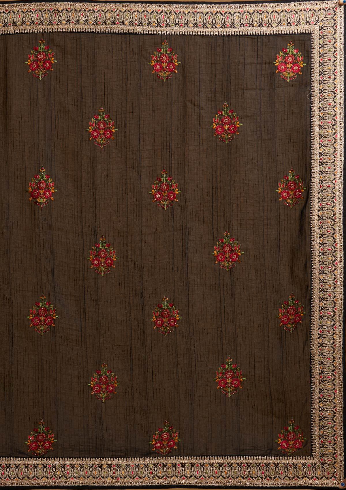 Black Zariwork Raw Silk Designer Saree - koskii