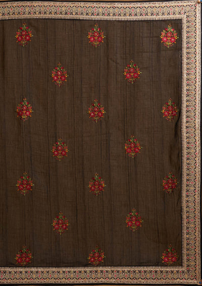 Black Zariwork Raw Silk Designer Saree - koskii