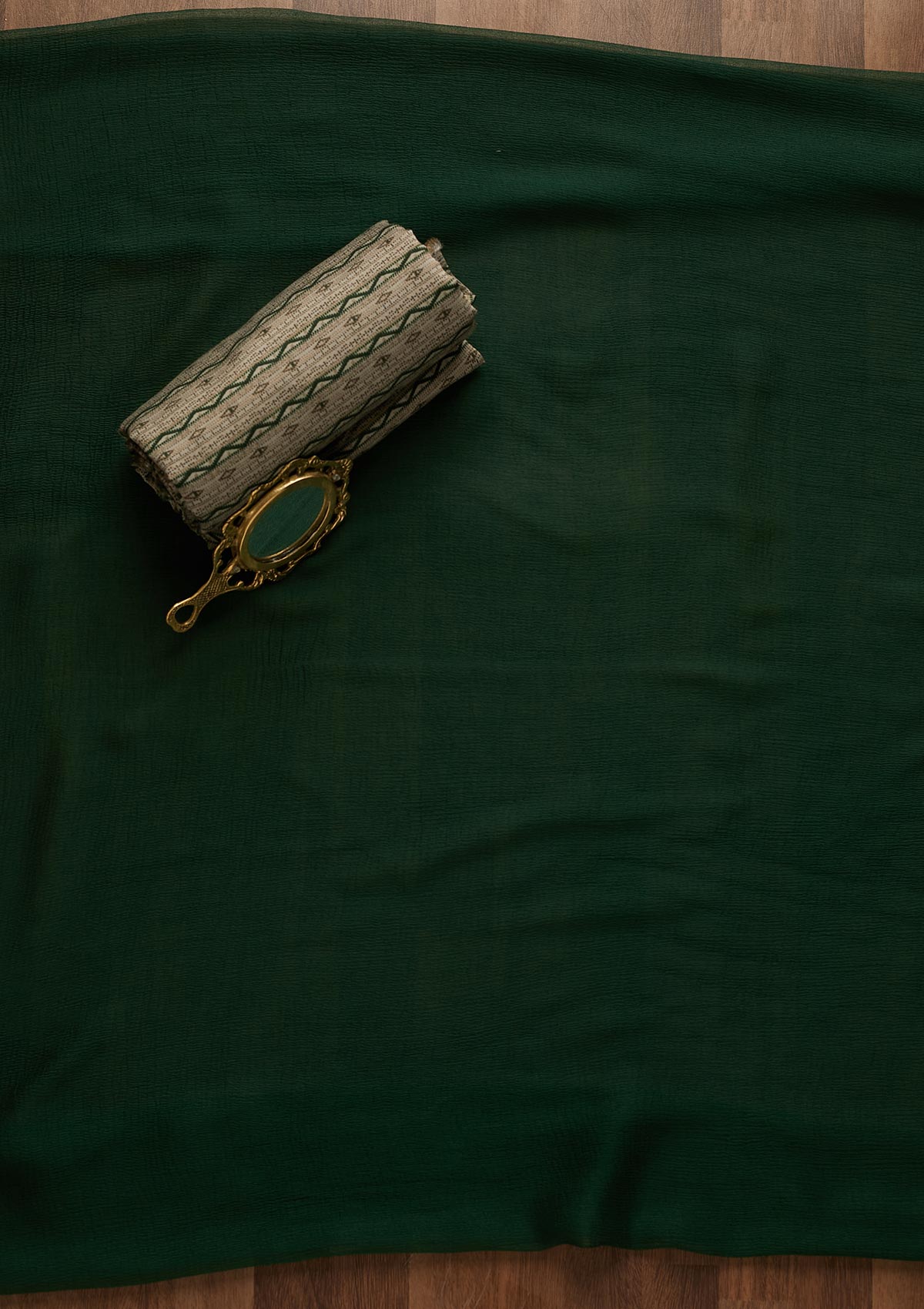 Bottle Green Print Cotton Unstitched Salwar Suit-Koskii