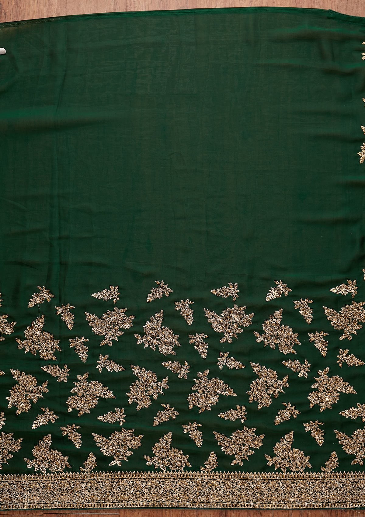 Bottle Green Zariwork Art Silk Designer Saree - koskii