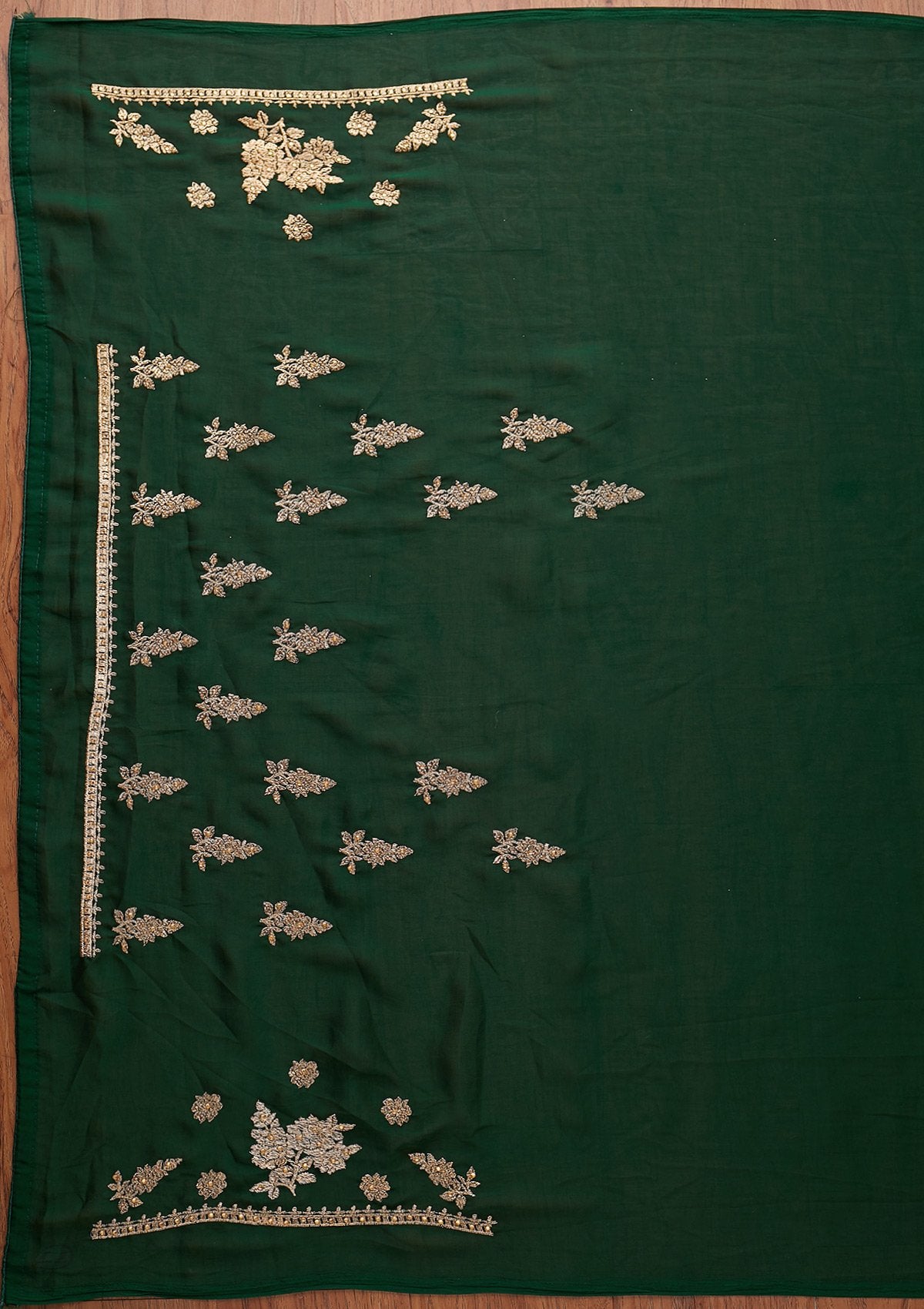 Bottle Green Zariwork Art Silk Designer Saree - koskii