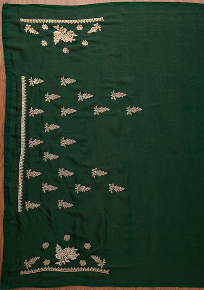 Bottle Green Zariwork Art Silk Designer Saree - koskii