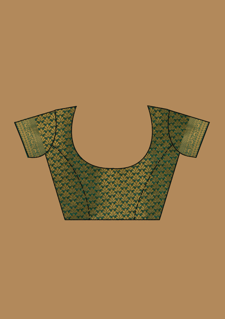 Bottle Green Zariwork Art Silk Designer Saree-Koskii