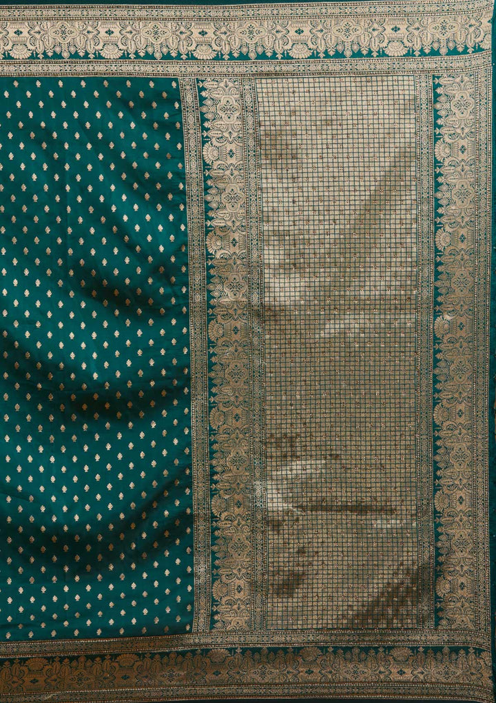Bottle Green Zariwork Banarasi Designer Saree - Koskii