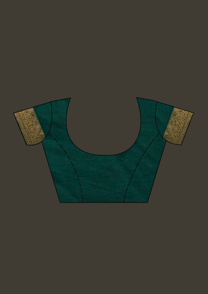 Bottle Green Zariwork Banarasi Designer Saree - Koskii
