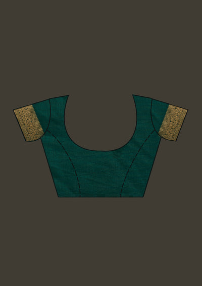 Bottle Green Zariwork Banarasi Designer Saree - Koskii