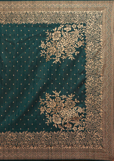 Bottle Green Zariwork Banarasi Designer Saree - Koskii