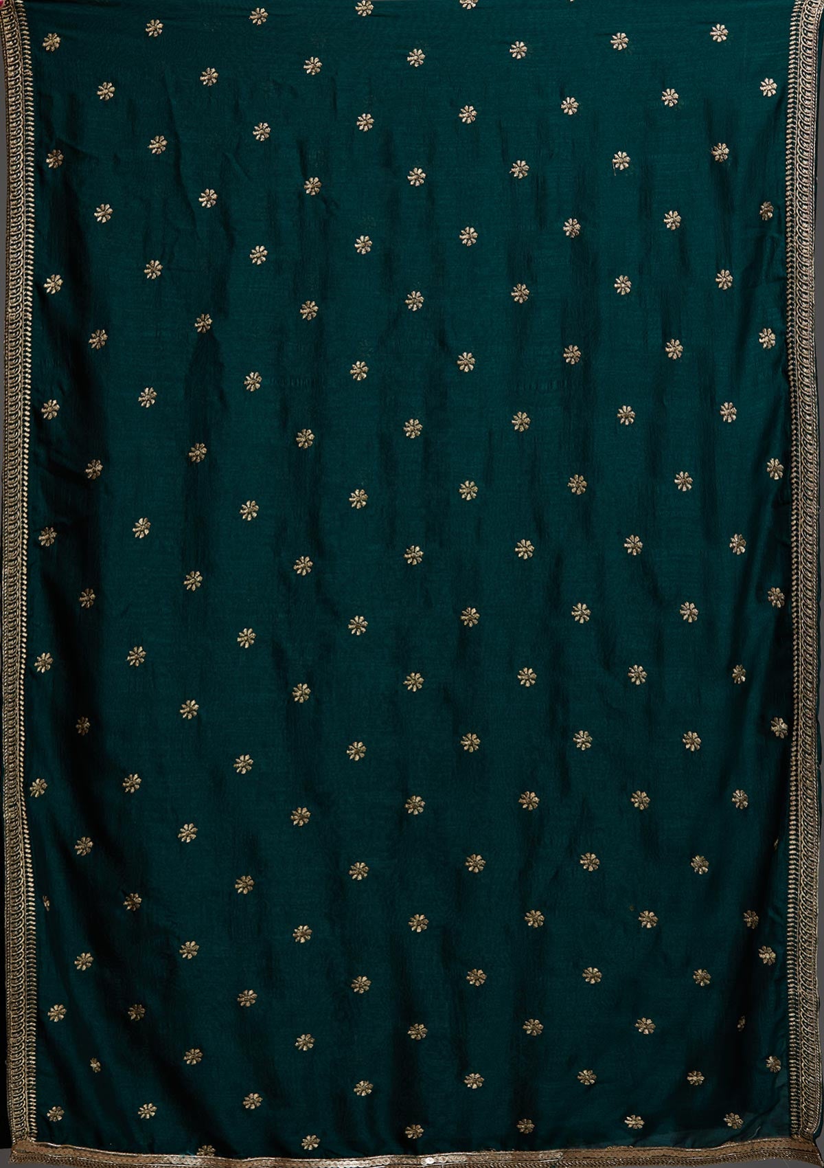 Bottle Green Zariwork Raw Silk Designer Salwar Suit-Koskii