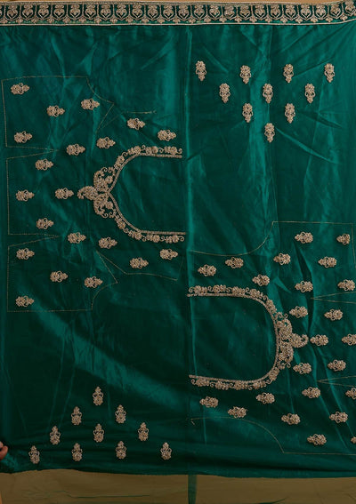 Bottle Green Zariwork Net Designer Semi-Stitched Lehenga - koskii