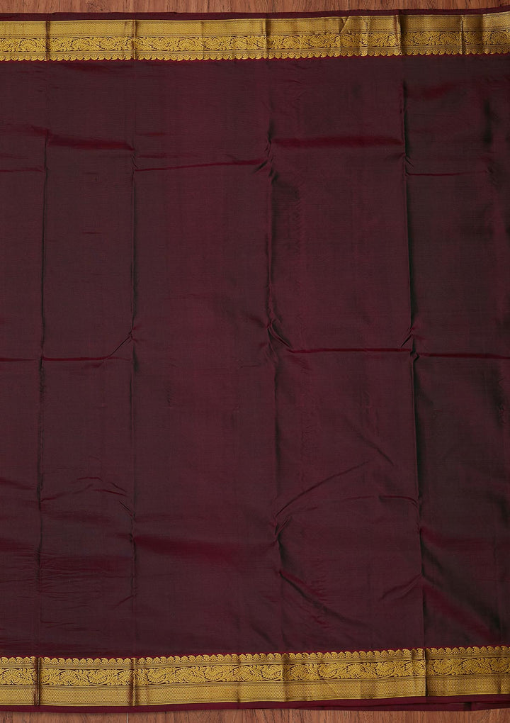 Bottle Green Zariwork Pure Silk Designer Unstitched Saree - Koskii