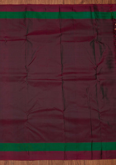 Bottle Green Zariwork Pure Silk Designer Unstitched Saree - Koskii