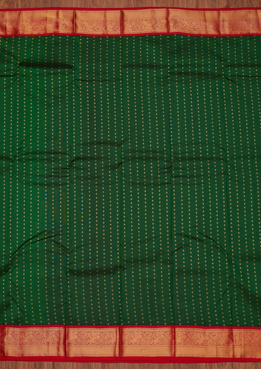 Bottle Green Zariwork Pure Silk Designer Unstitched Saree - Koskii