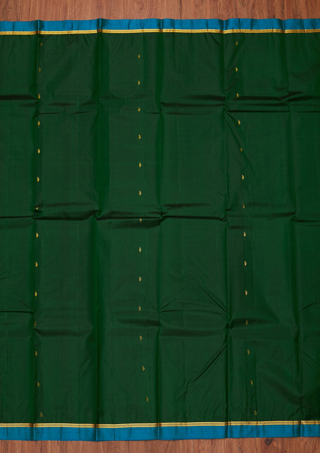Bottle Green Zariwork Pure Silk Designer Unstitched Saree - Koskii