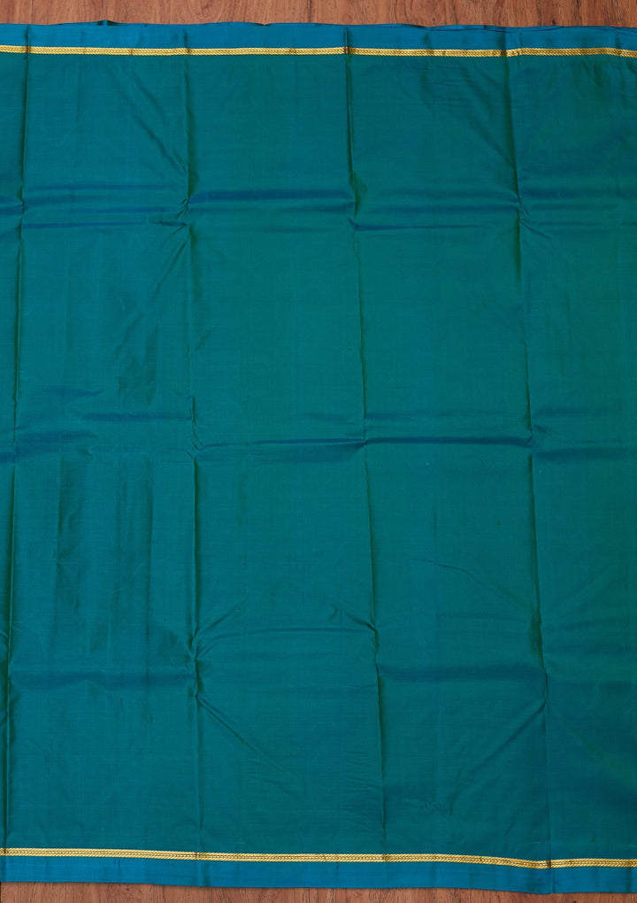 Bottle Green Zariwork Pure Silk Designer Unstitched Saree - Koskii