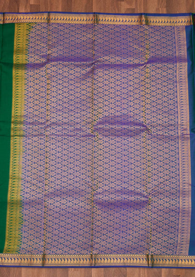 Bottle Green Zariwork Pure Silk Saree - Koskii