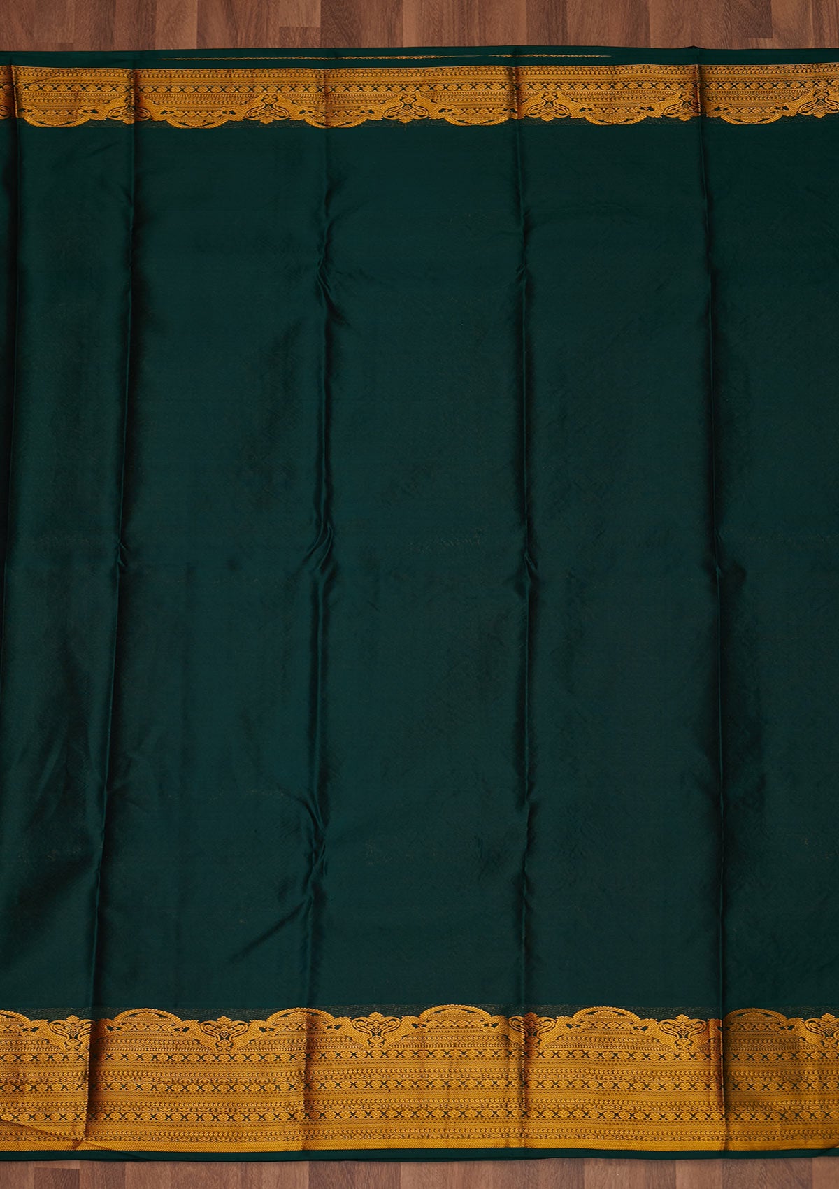 Bottle Green Zariwork Pure Silk Saree - Koskii