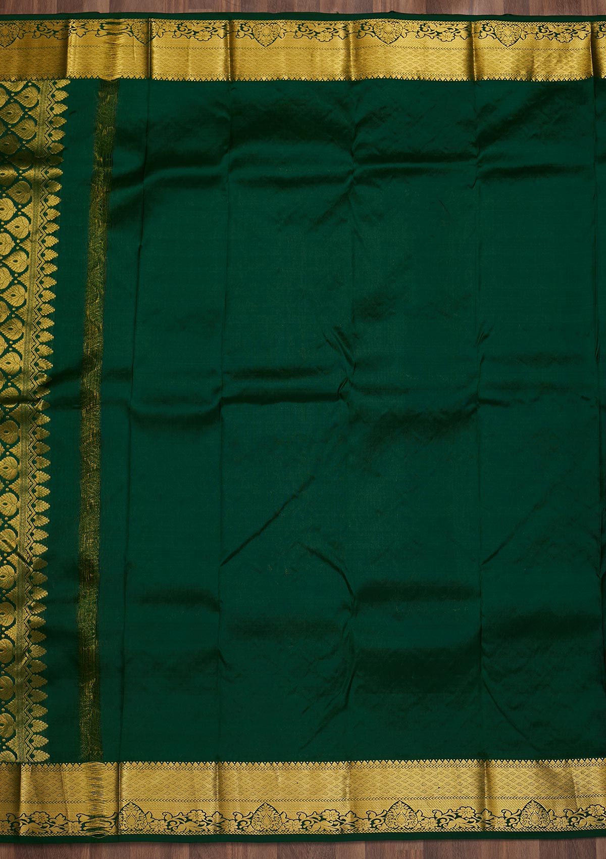 Bottle Green Zariwork Pure Silk Saree-Koskii