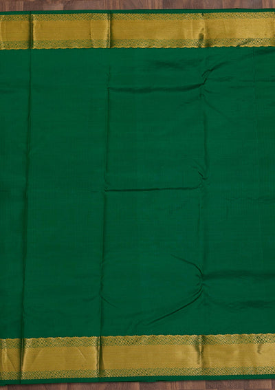 Bottle Green Zariwork Pure Silk Saree-Koskii
