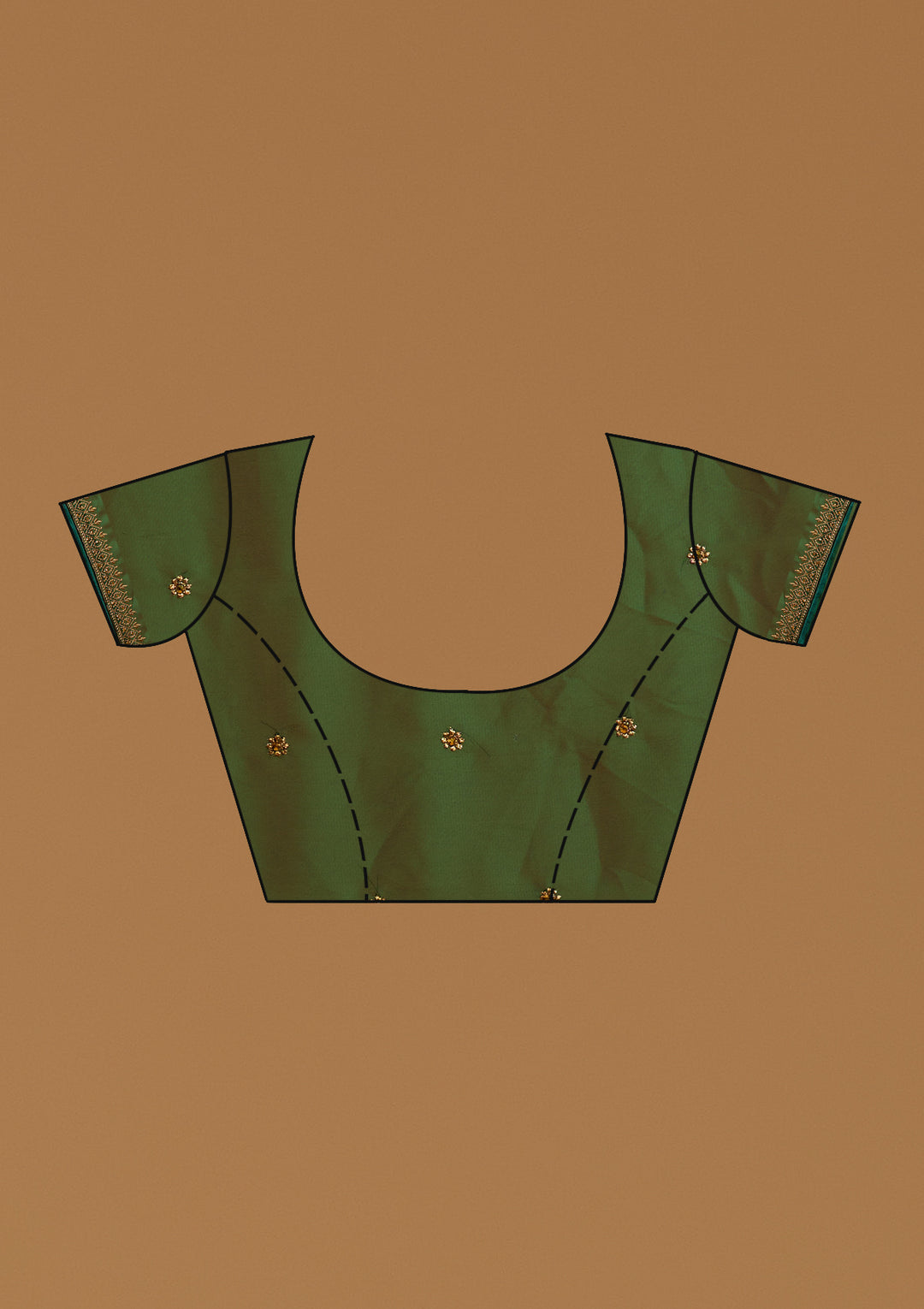 Bottle Green Zari Work Semi Crepe Designer Saree-Koskii