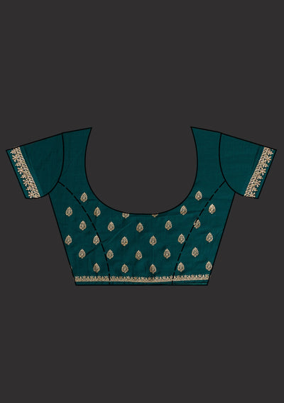 Bottle Green Zariwork Semi Crepe Designer Saree - koskii