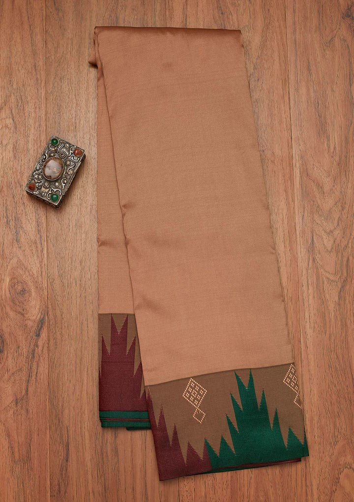 Brown Zariwork Art Silk Saree- Koskii