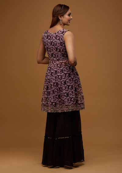 Brown Zariwork Georgette Designer Salwar Suit - Koskii