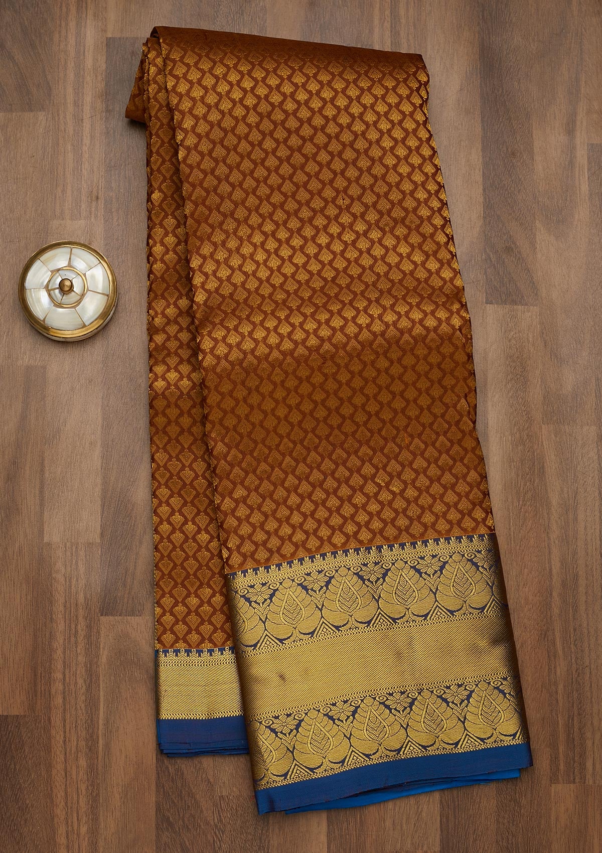 Brown Zariwork Pure Silk Saree-Koskii