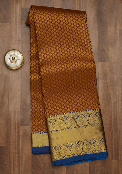 Brown Zariwork Pure Silk Saree-Koskii
