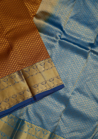Brown Zariwork Pure Silk Saree-Koskii