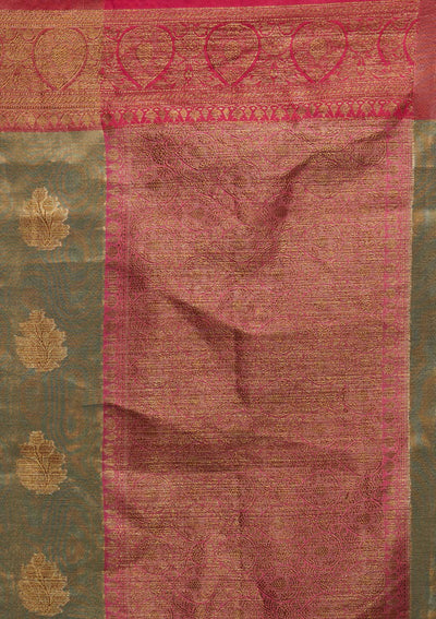Copper Zariwork Tissue Saree - Koskii