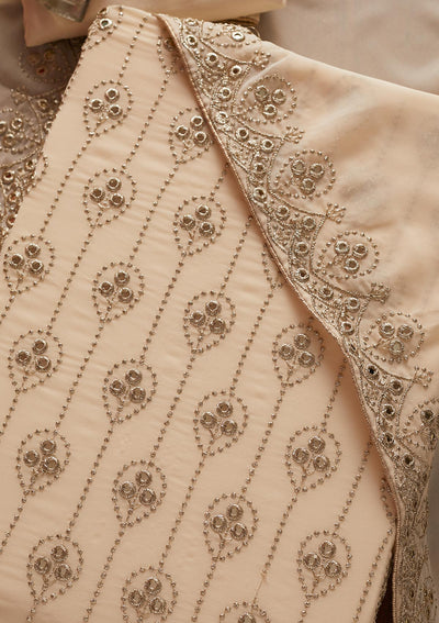 Cream Gotapatti Georgette Designer Unstitched Salwar Suit - koskii