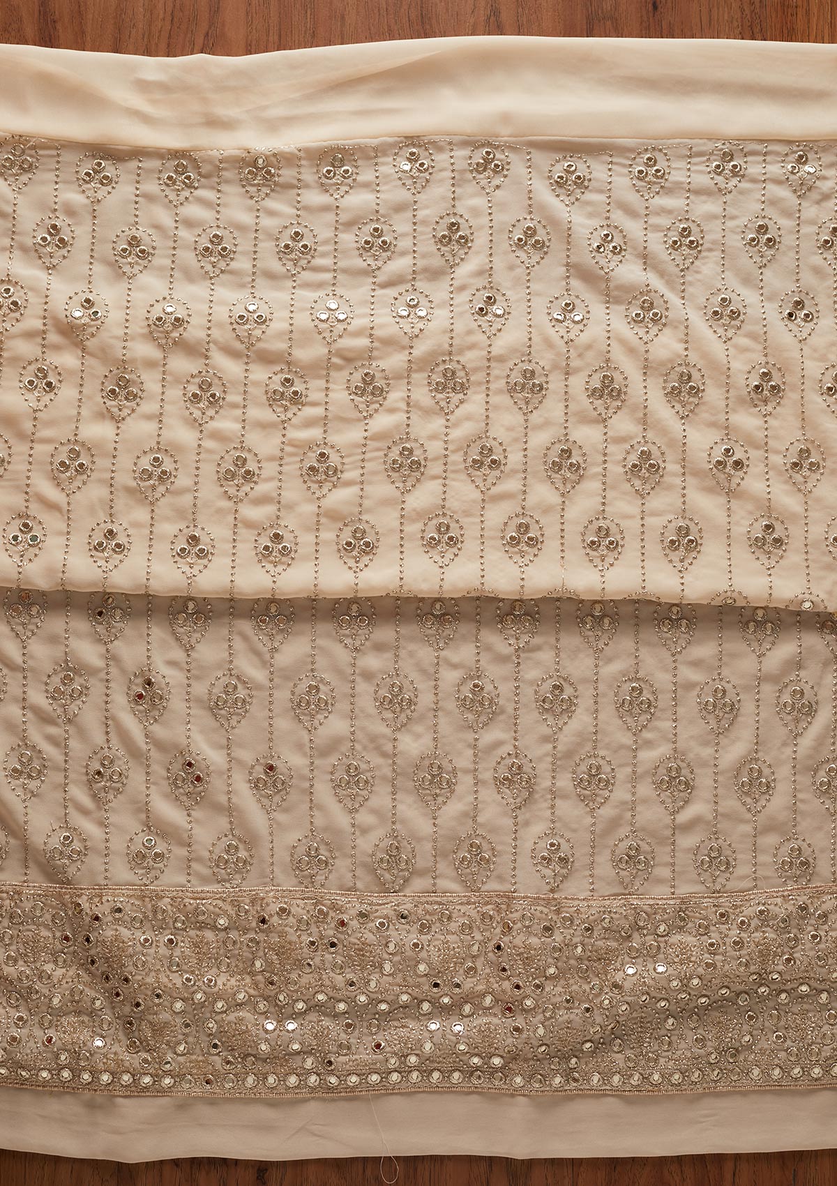 Cream Gotapatti Georgette Designer Unstitched Salwar Suit - koskii