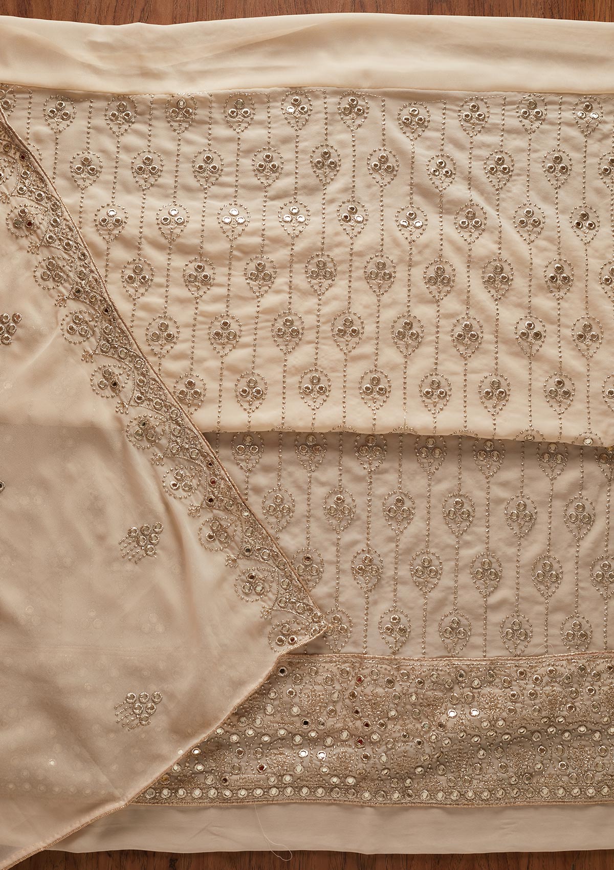 Cream Gotapatti Georgette Designer Unstitched Salwar Suit - koskii